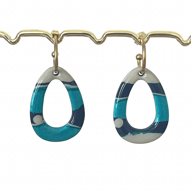 Boucles d’oreilles ovale, bleu brillant ,bleu marine, Sahara 