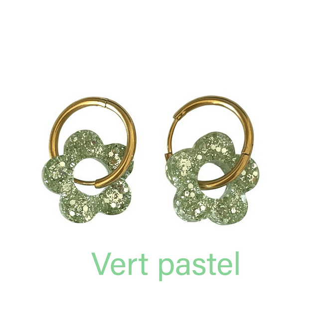 Boucles d’oreilles pailletées avec créole 