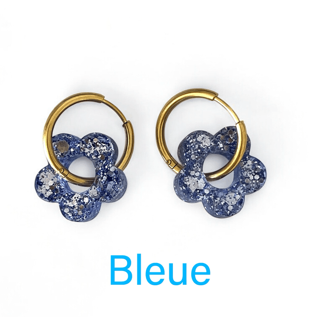 Boucles d’oreilles pailletées avec créole 