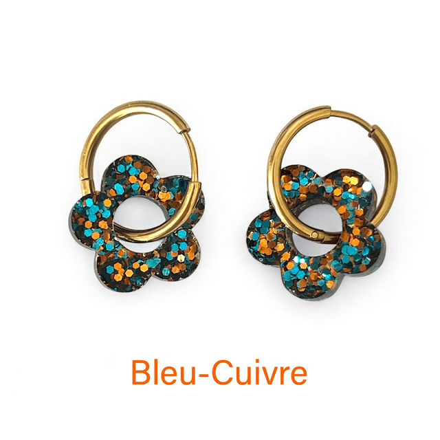 Boucles d’oreilles pailletées avec créole 