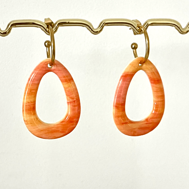 Boucles d’oreilles ovales orangées