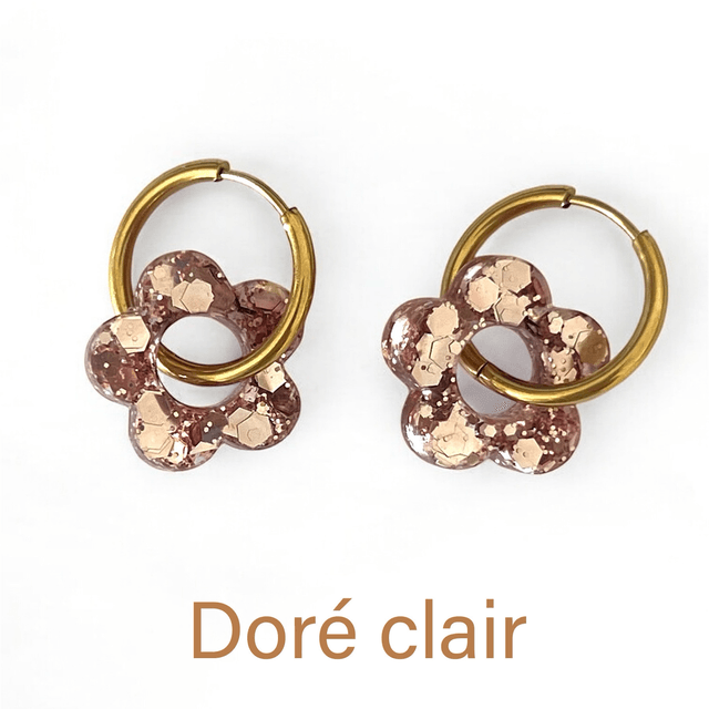 Boucles d’oreilles pailletées avec créole 